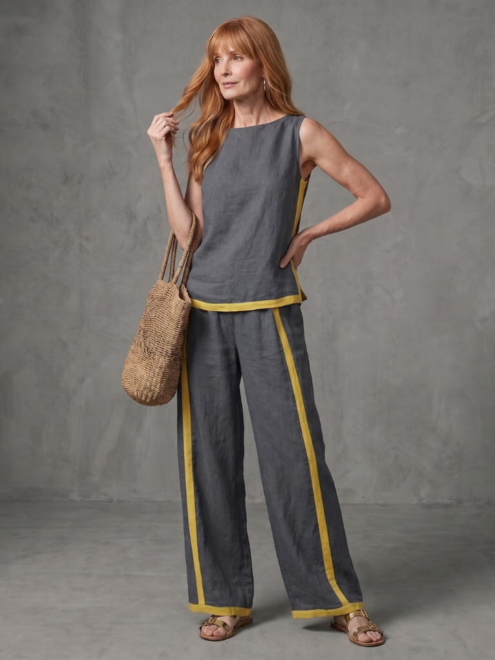 Inara | Sleeveless Top and Wide Pants with Contrast