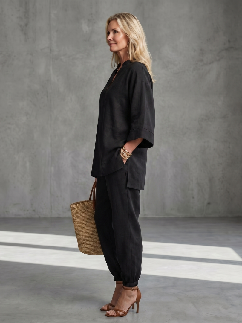 Georgiana | V-Neck Tunic Set with Gathered Pants
