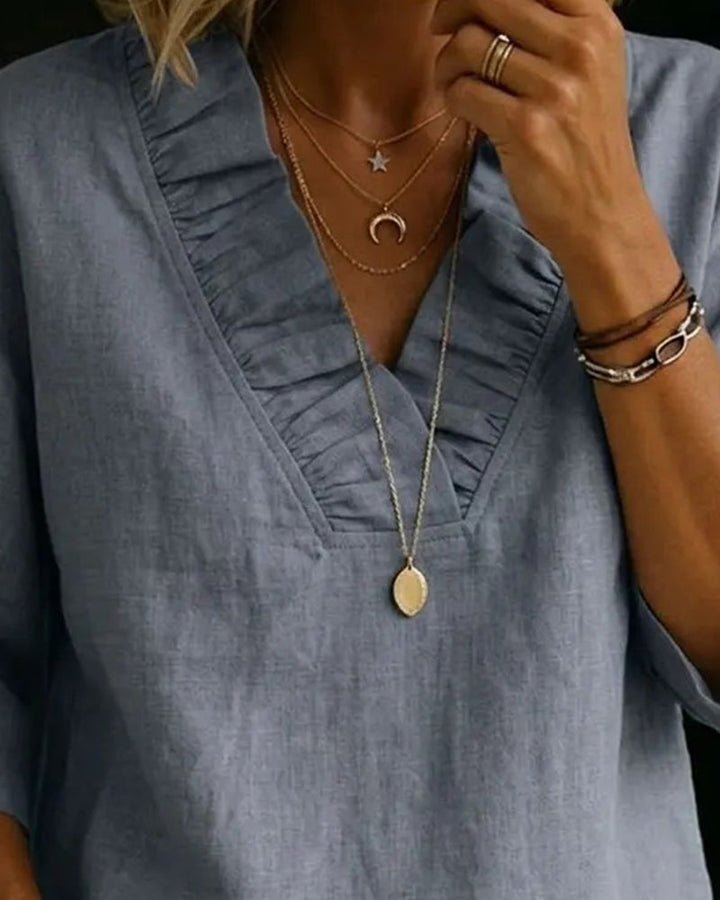 Delaney™ - V-neck Ruffle Blouse