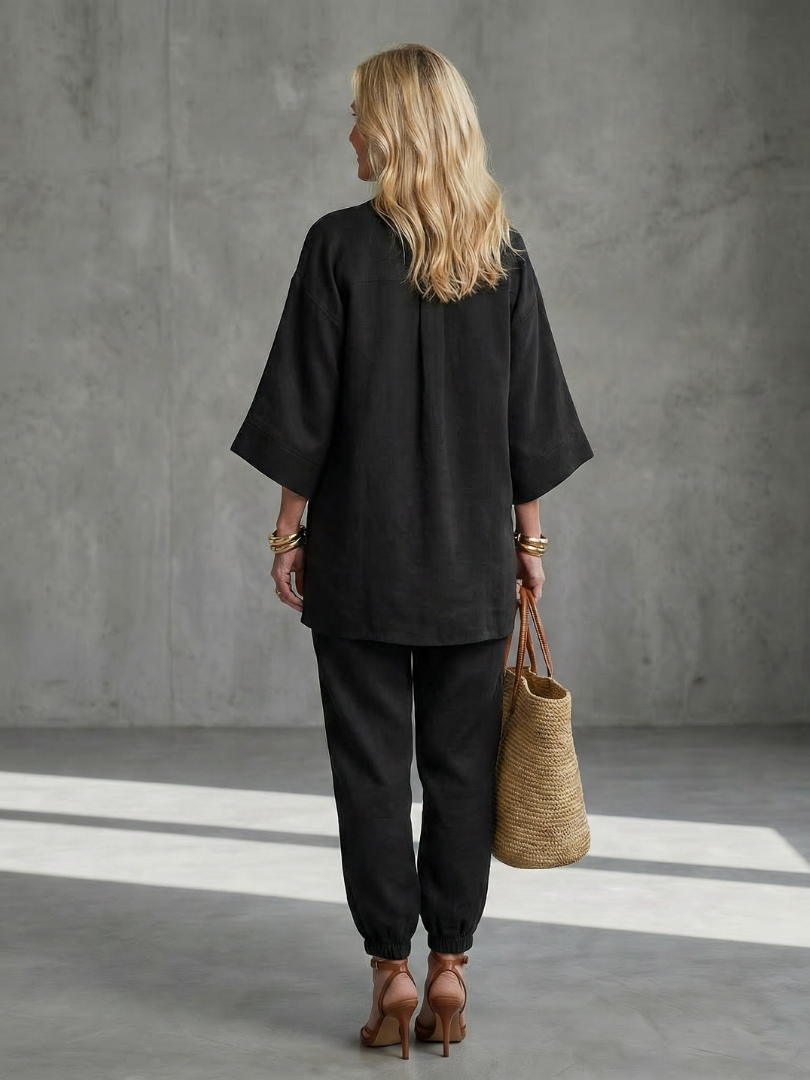 Georgiana | V-Neck Tunic Set with Gathered Pants
