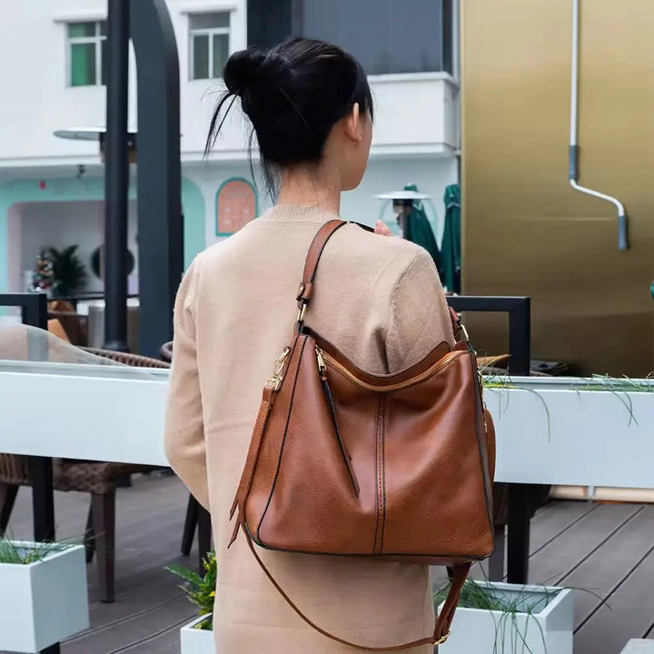 Patrice™ Soft Leather Hobo Tote Bag with Hidden Anti Theft Pocket