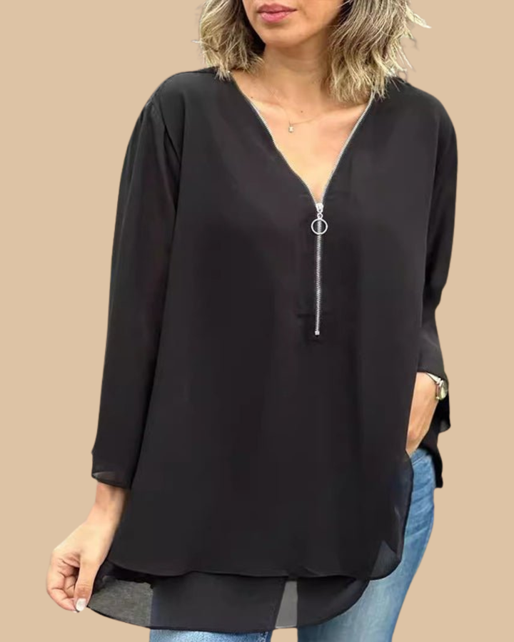 Lorelai | Chiffon Zipper Blouse