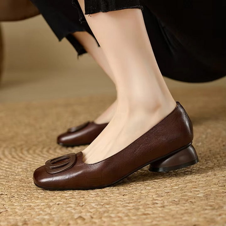 Linda™| Elegant Leather Comfort Flats