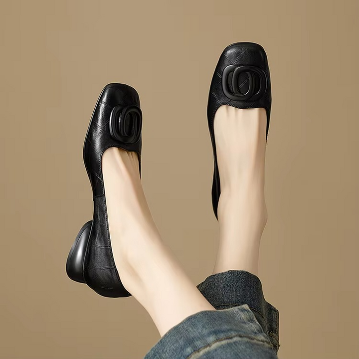 Linda™| Elegant Leather Comfort Flats