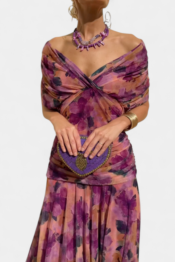 Genevieve™ | Long Floral Dress with V-Neck