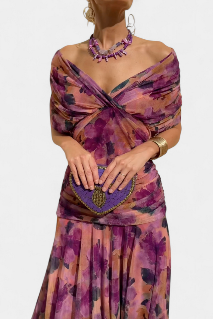 Genevieve™ | Long Floral Dress with V-Neck