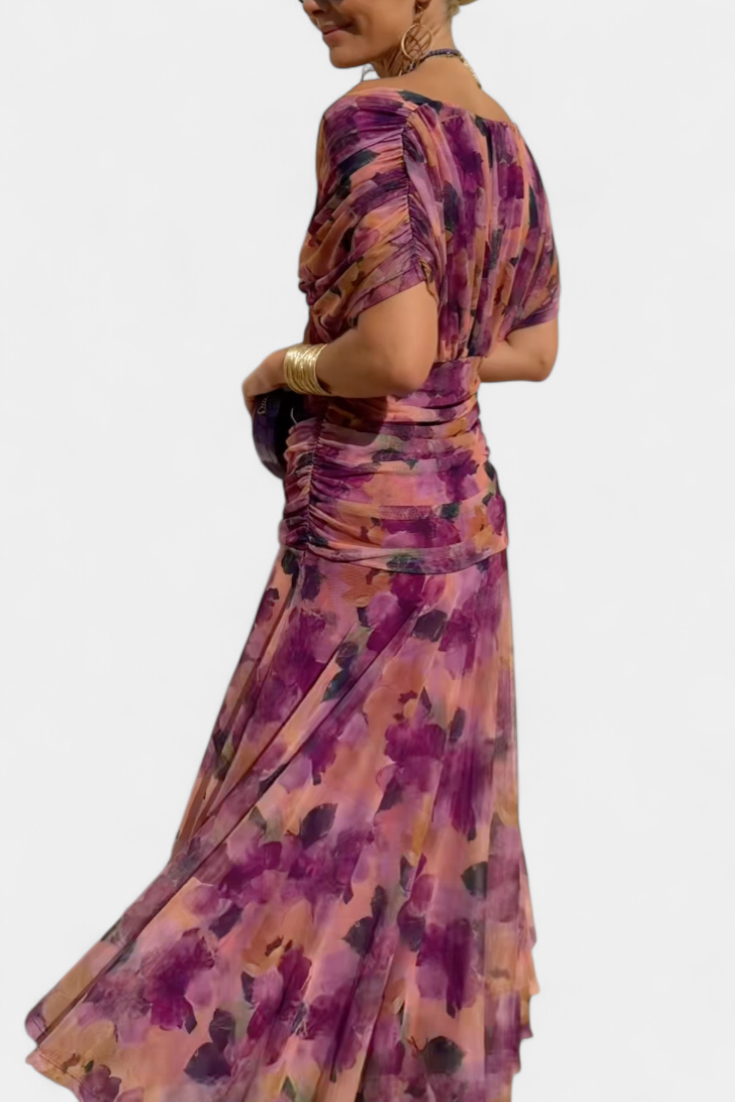 Genevieve™ | Long Floral Dress with V-Neck