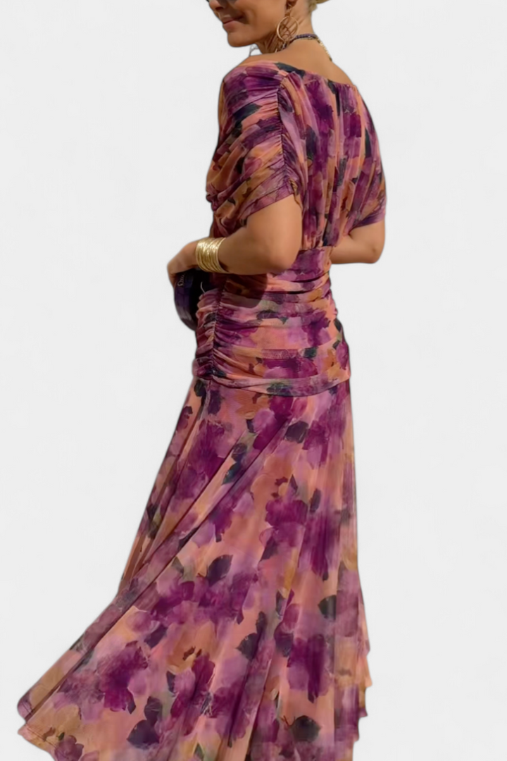 Genevieve™ | Long Floral Dress with V-Neck