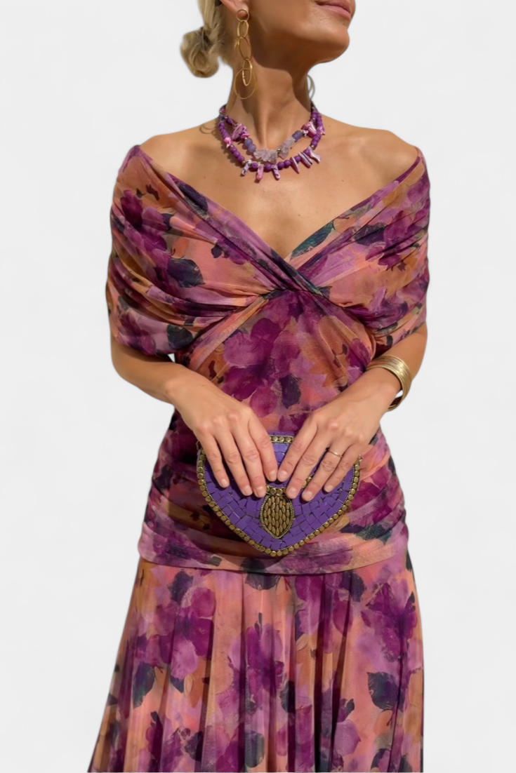 Genevieve™ | Long Floral Dress with V-Neck