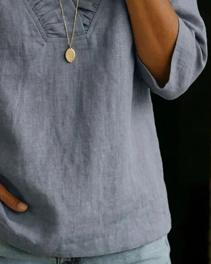 Delaney™ - V-neck Ruffle Blouse