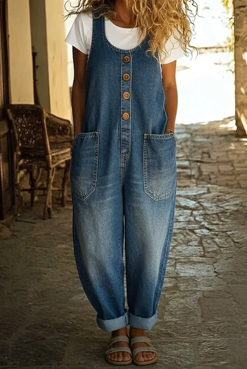Vickie™ | Casual Button Denim Jumpsuit