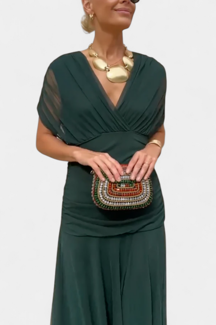 Genevieve™ | Long Floral Dress with V-Neck