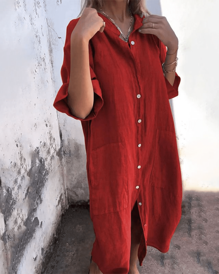 Willow™ Relaxed Linen Shirt Dress Breathable Comfortable Fit