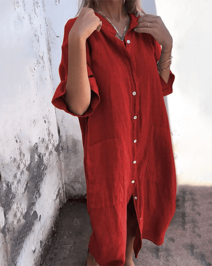 Willow™ Relaxed Linen Shirt Dress Breathable Comfortable Fit