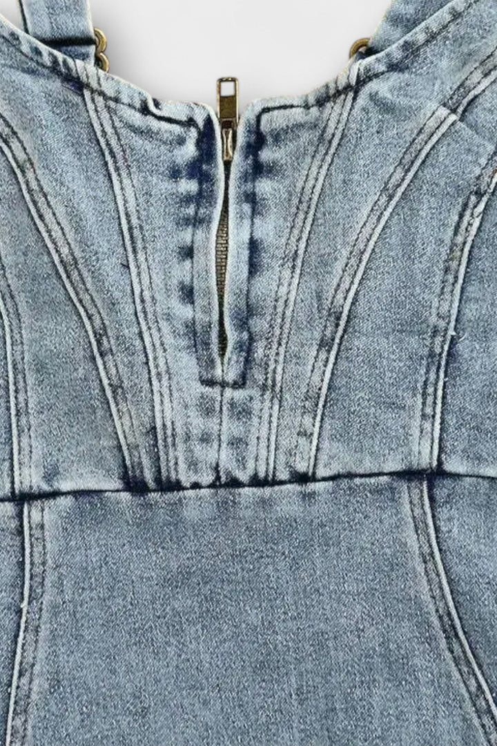 Sarah™ | Button-Down Denim Midi Dress