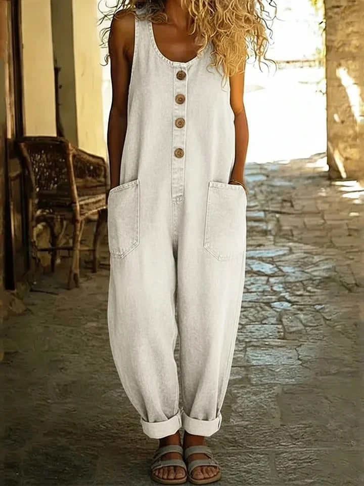 Vickie™ | Casual Button Denim Jumpsuit