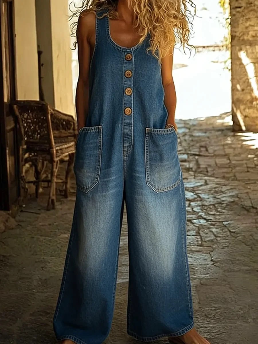Vickie™ | Casual Button Denim Jumpsuit