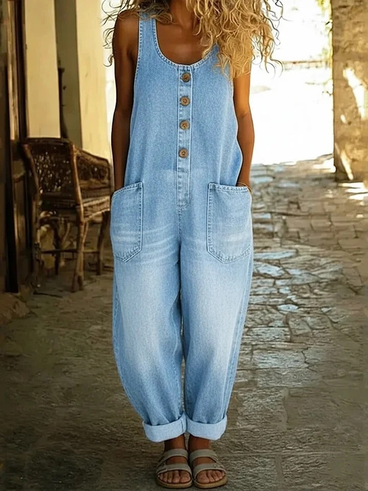 Vickie™ | Casual Button Denim Jumpsuit
